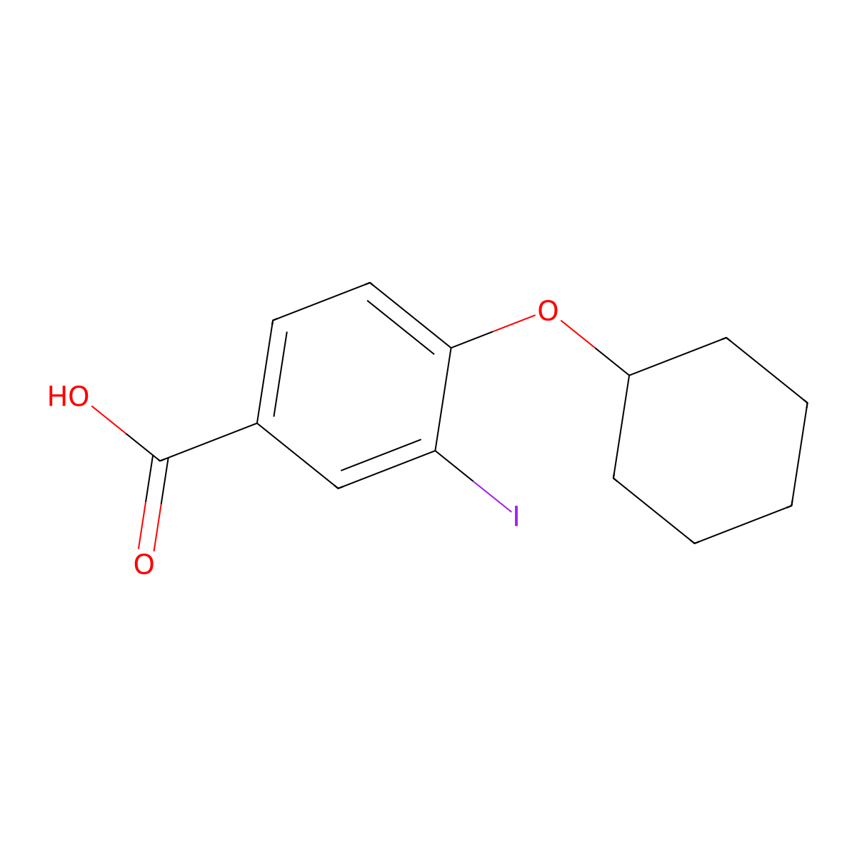 4-(Cyclohexyloxy)-3-iodobenzoic acid molecular structure, CAS 1131614-67-9