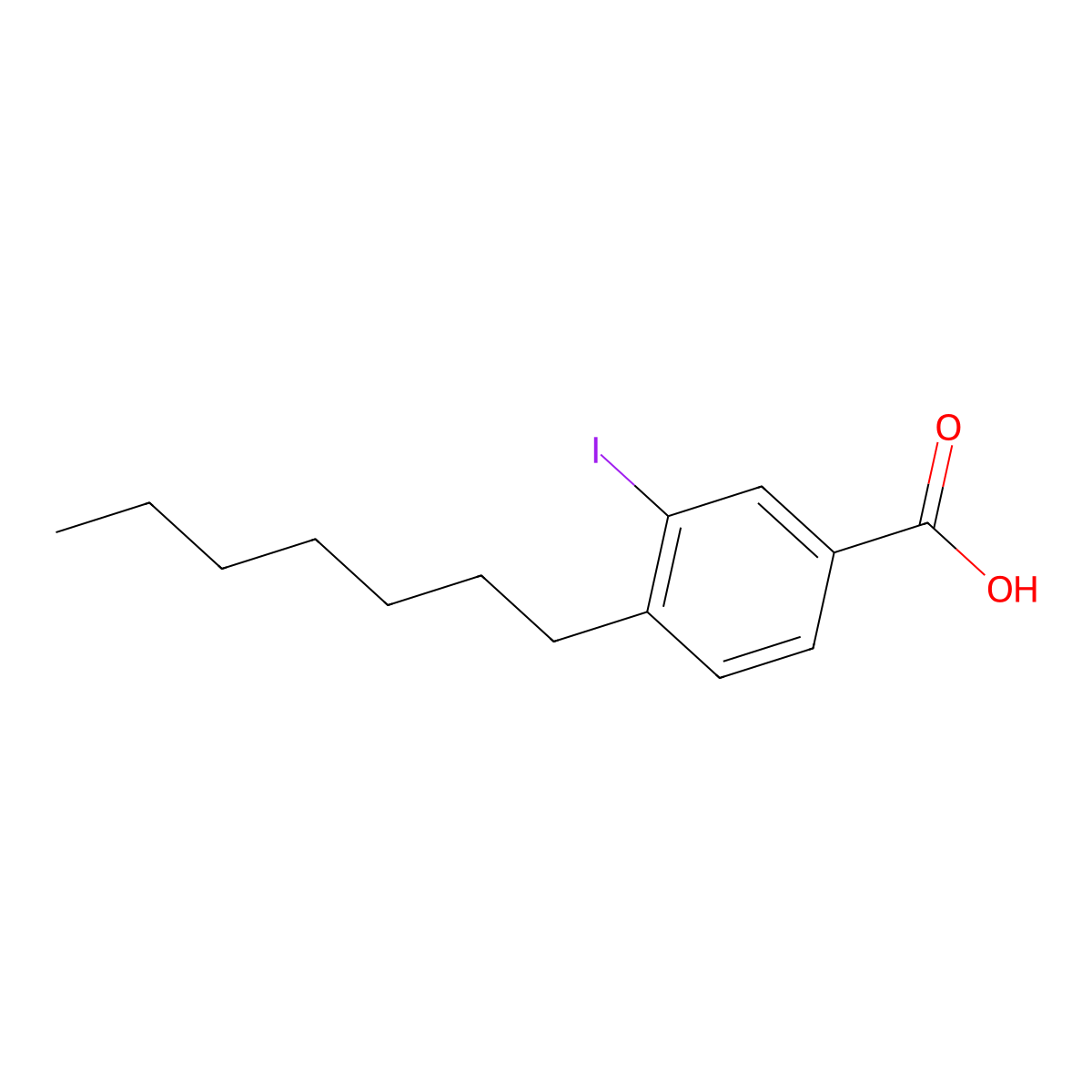 4-Heptyl-3-iodobenzoic acid molecular structure, CAS 1131614-70-4