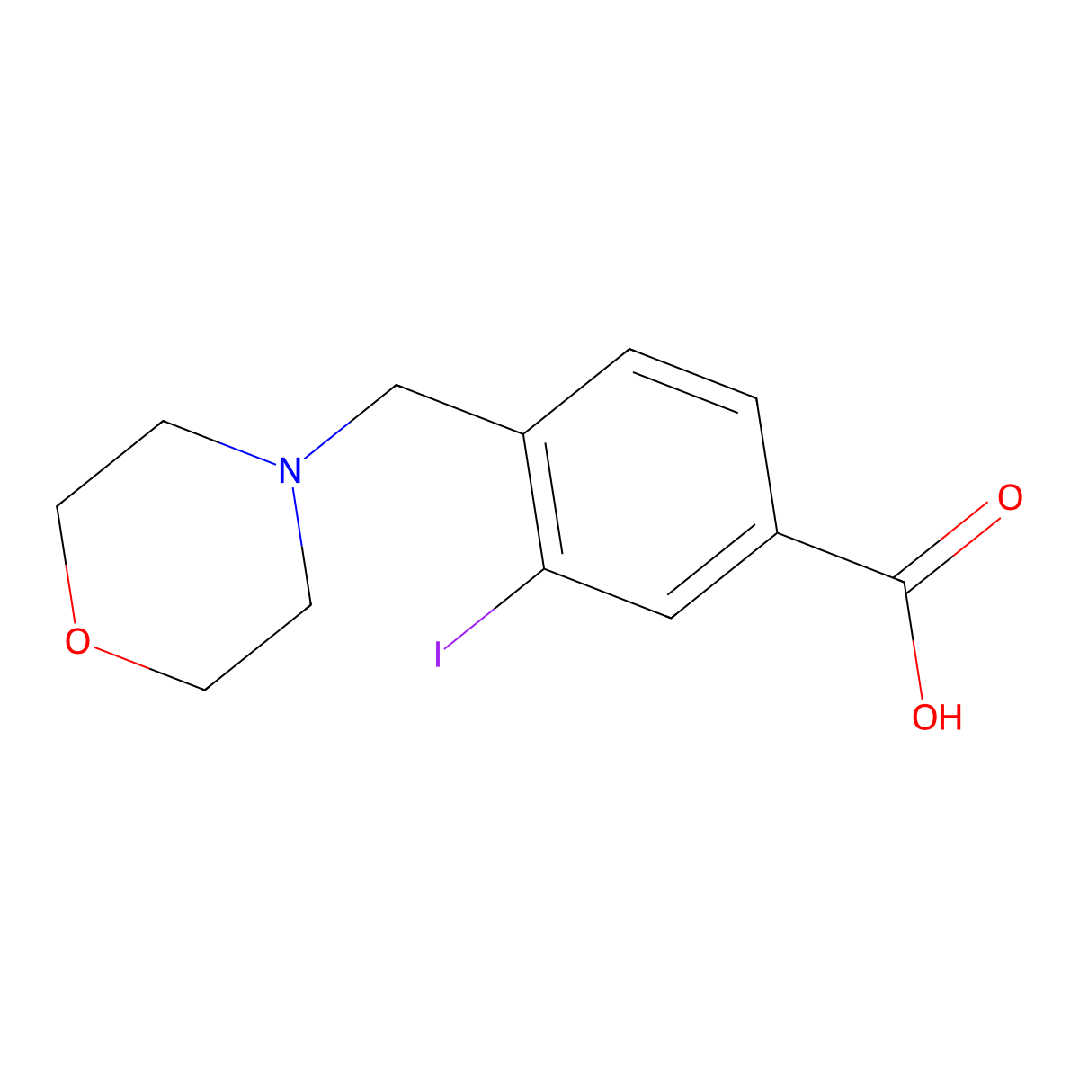3-Iodo-4-(morpholinomethyl)benzoic acid molecular structure, CAS 1131614-72-6