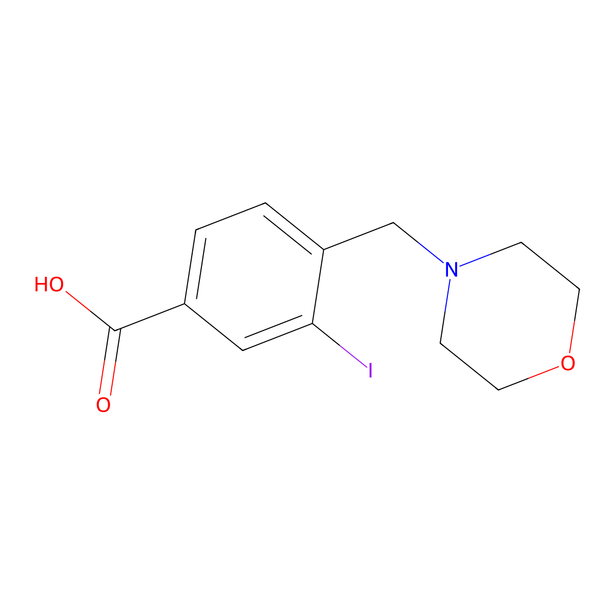 3-Iodo-4-(morpholinomethyl)benzoic acid molecular structure, CAS 1131614-72-6