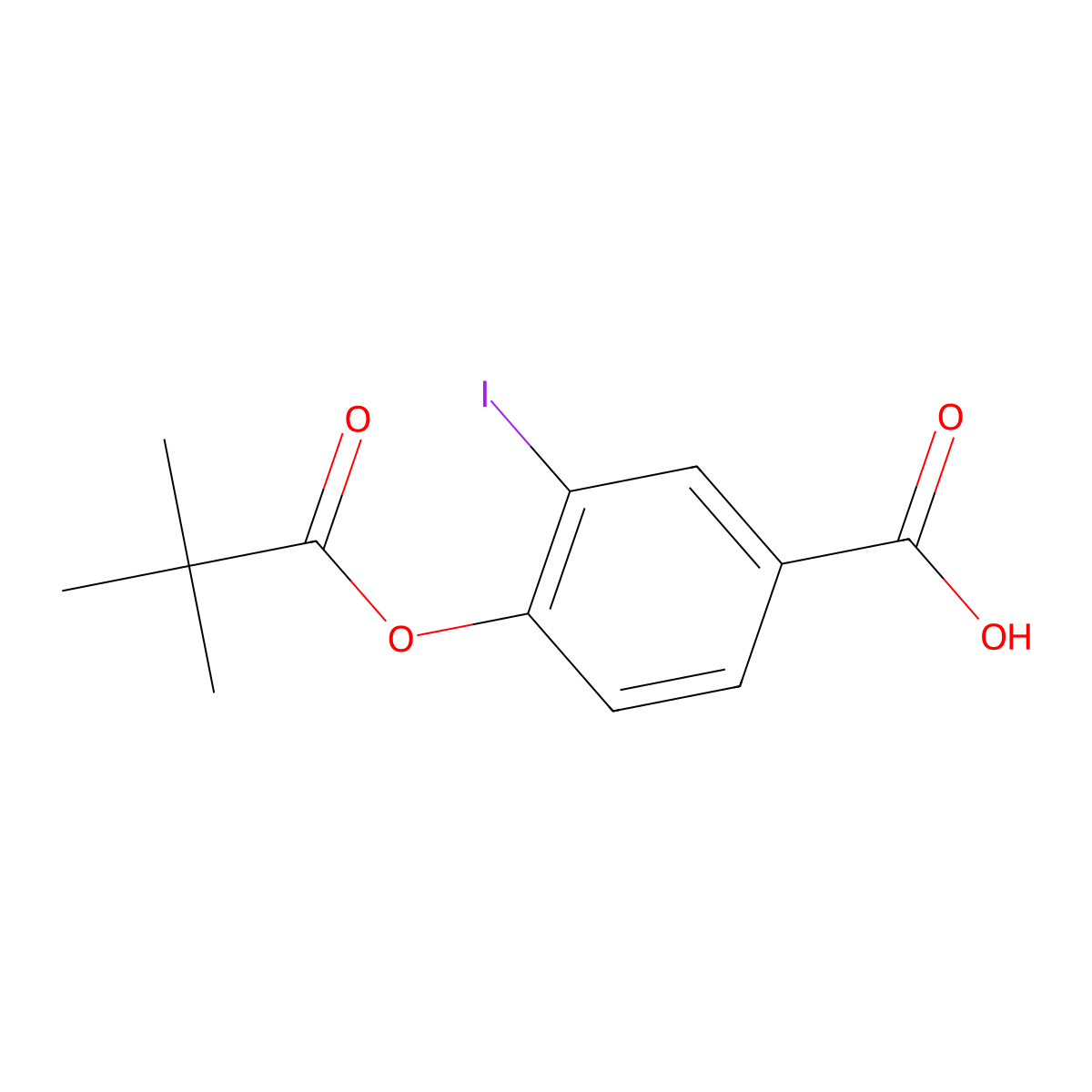 3-Iodo-4-(pivaloyloxy)benzoic acid molecular structure, CAS 1131614-76-0