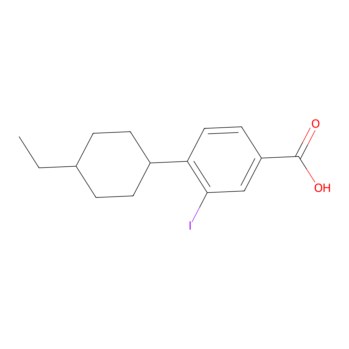 4-(4-Ethylcyclohexyl)-3-iodobenzoic acid molecular structure, CAS 1131614-80-6