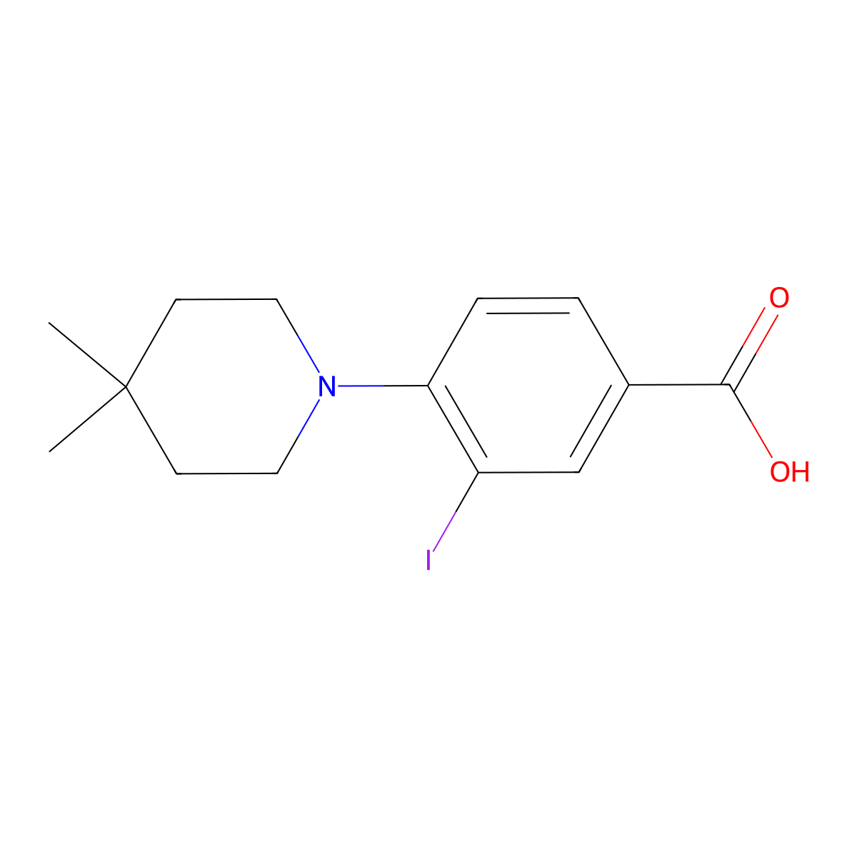 4-(4,4-Dimethylpiperidin-1-yl)-3-iodobenzoic acid molecular structure, CAS 1131614-81-7