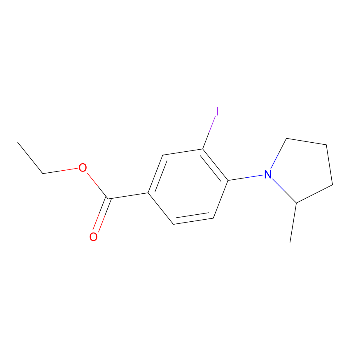 Ethyl 3-iodo-4-(2-methylpyrrolidin-1-yl)benzoate molecular structure, CAS 1131614-82-8