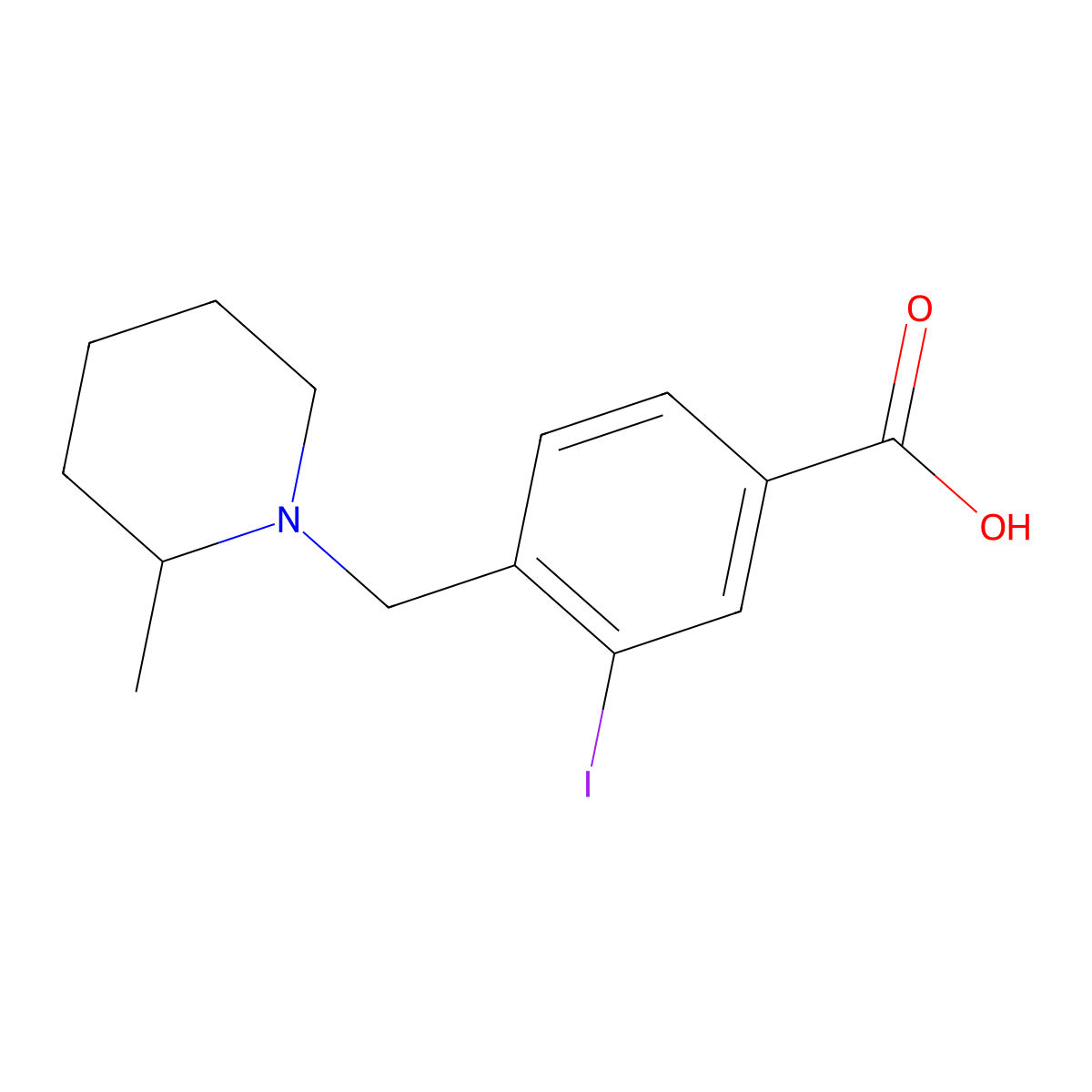 3-Iodo-4-((2-methylpiperidin-1-yl)methyl)benzoic acid molecular structure, CAS 1131614-83-9