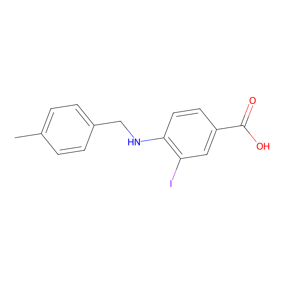 3-Iodo-4-(4-methylbenzylamino)benzoic acid molecular structure, CAS 1131614-91-9