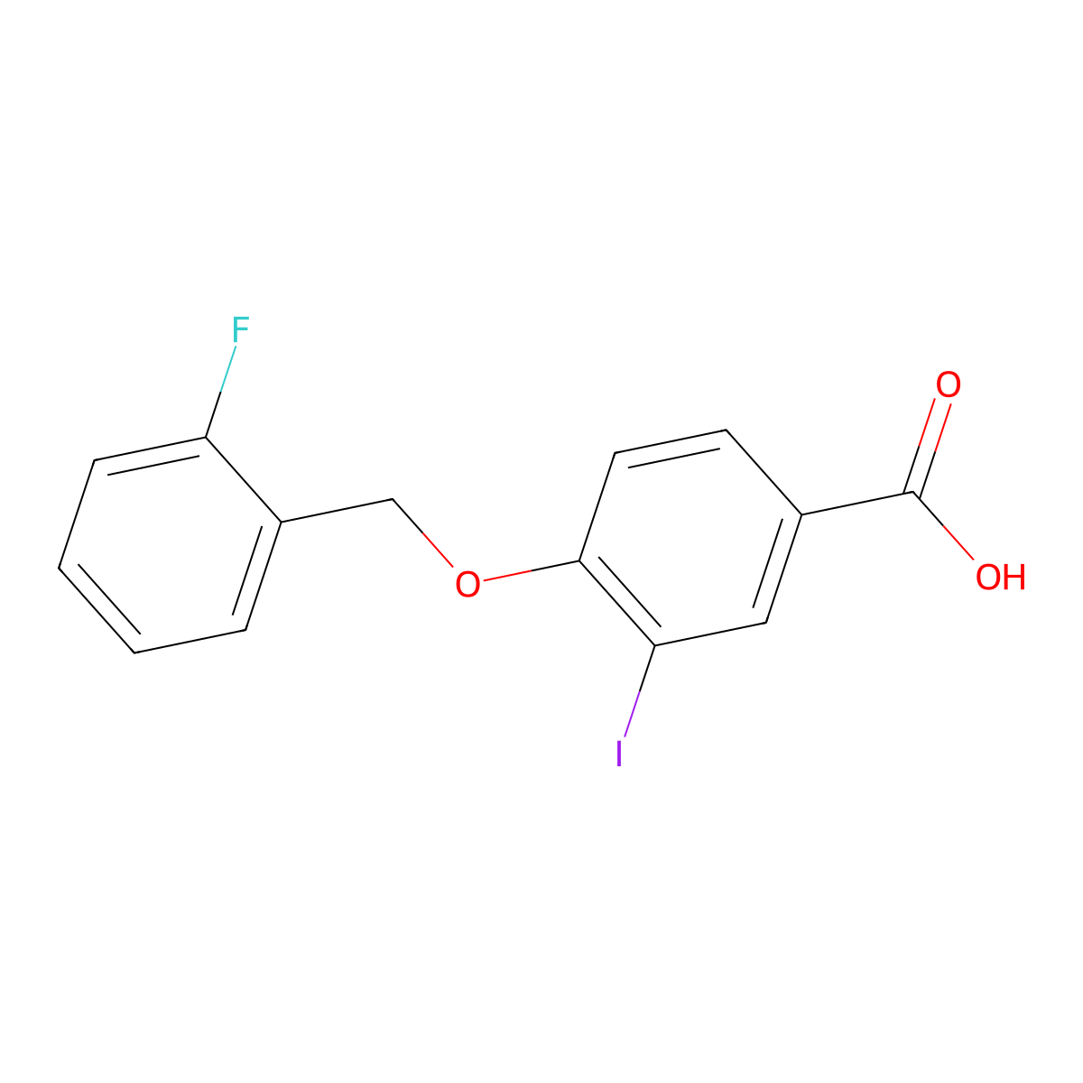 4-((2-Fluorobenzyl)oxy)-3-iodobenzoic acid molecular structure, CAS 1131614-94-2