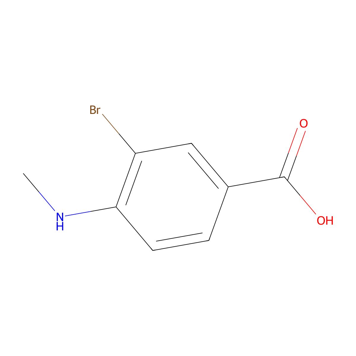 3-Bromo-4-(methylamino)benzoic acid molecular structure, CAS 1131615-00-3