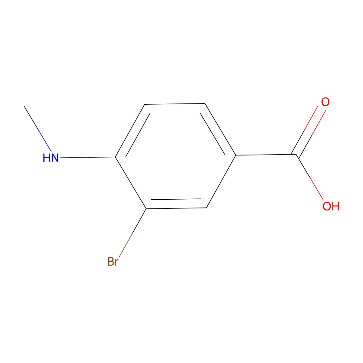 3-Bromo-4-(methylamino)benzoic acid molecular structure, CAS 1131615-00-3