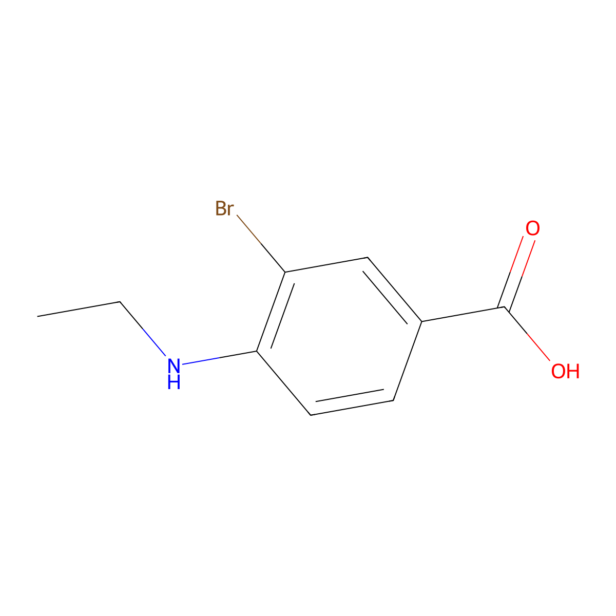 3-Bromo-4-(ethylamino)benzoic acid molecular structure, CAS 1131615-03-6