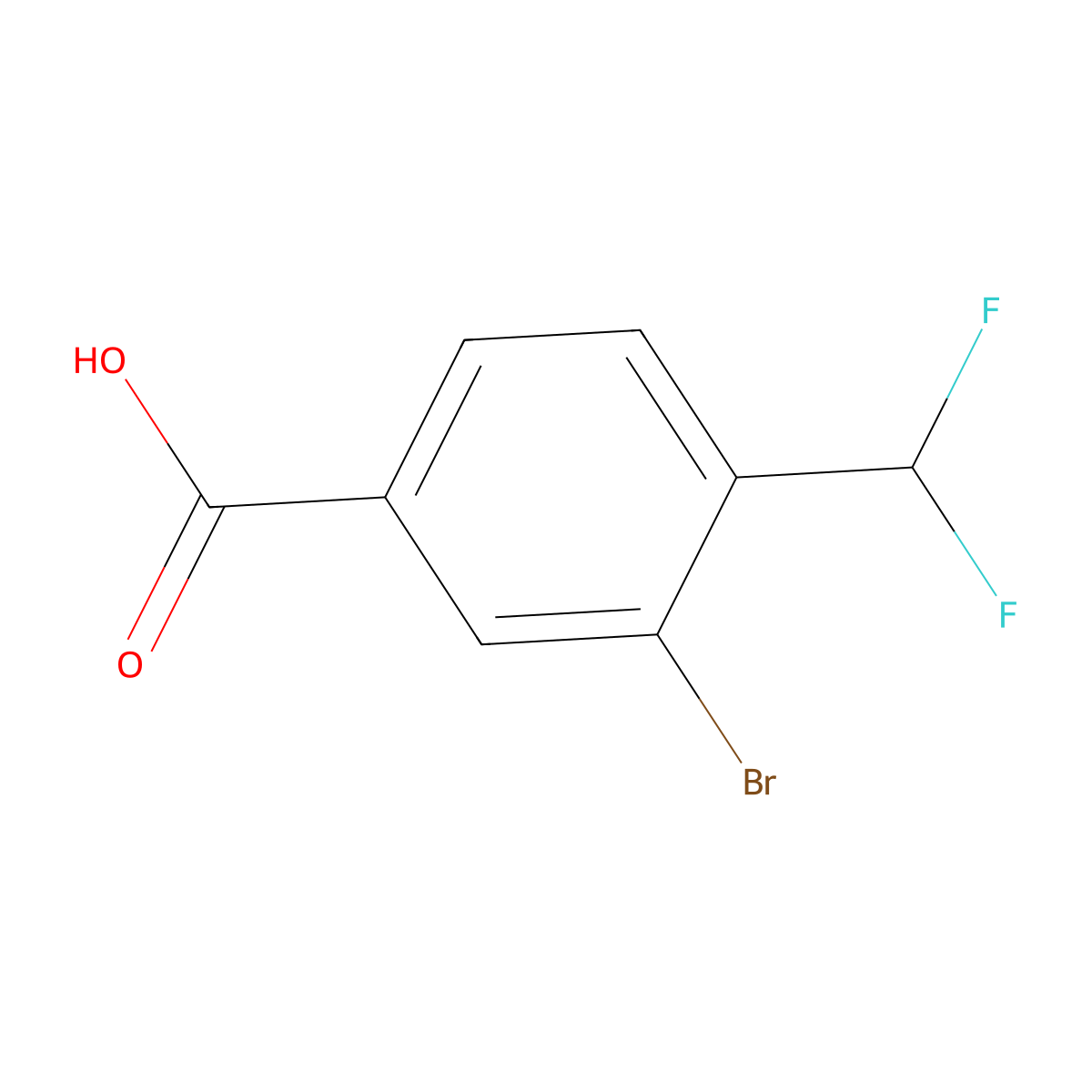 3-Bromo-4-(difluoromethyl)benzoic acid molecular structure, CAS 1131615-04-7