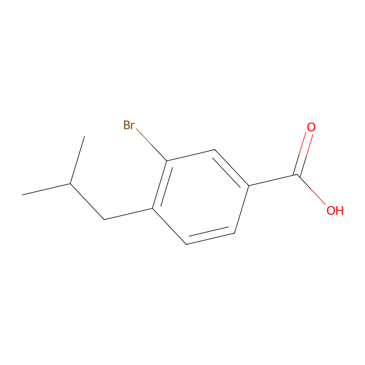 3-Bromo-4-isobutylbenzoic acid molecular structure, CAS 1131615-07-0