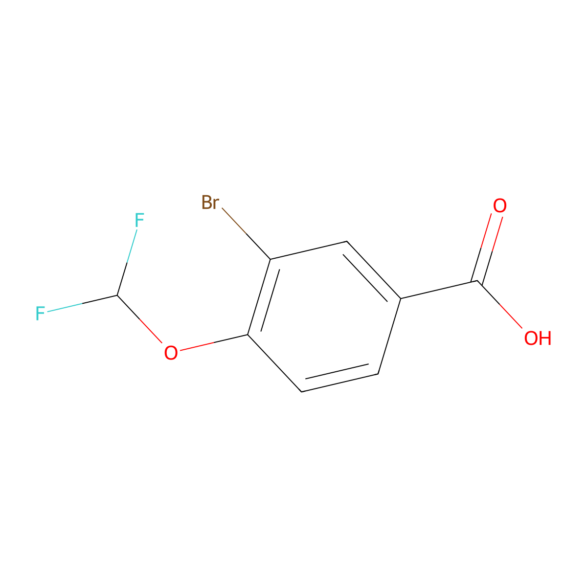 3-Bromo-4-(difluoromethoxy)benzoic acid molecular structure, CAS 1131615-10-5