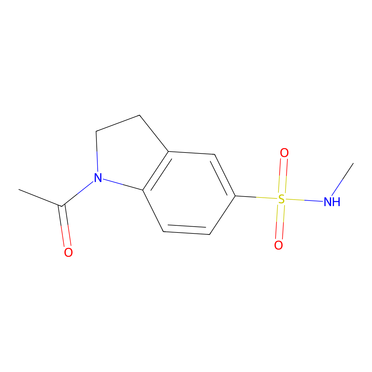 1-acetyl-N-methyl-2,3-dihydro-1H-indole-5-sulfonamide molecular structure, CAS 113162-45-1