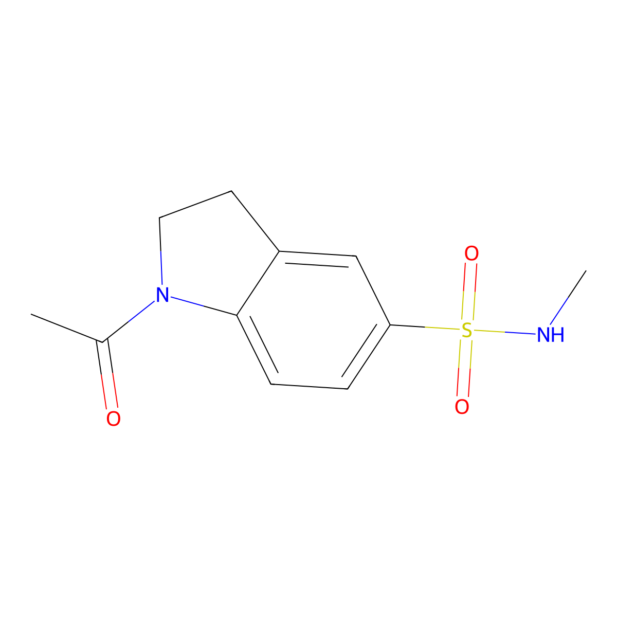 1-acetyl-N-methyl-2,3-dihydro-1H-indole-5-sulfonamide molecular structure, CAS 113162-45-1