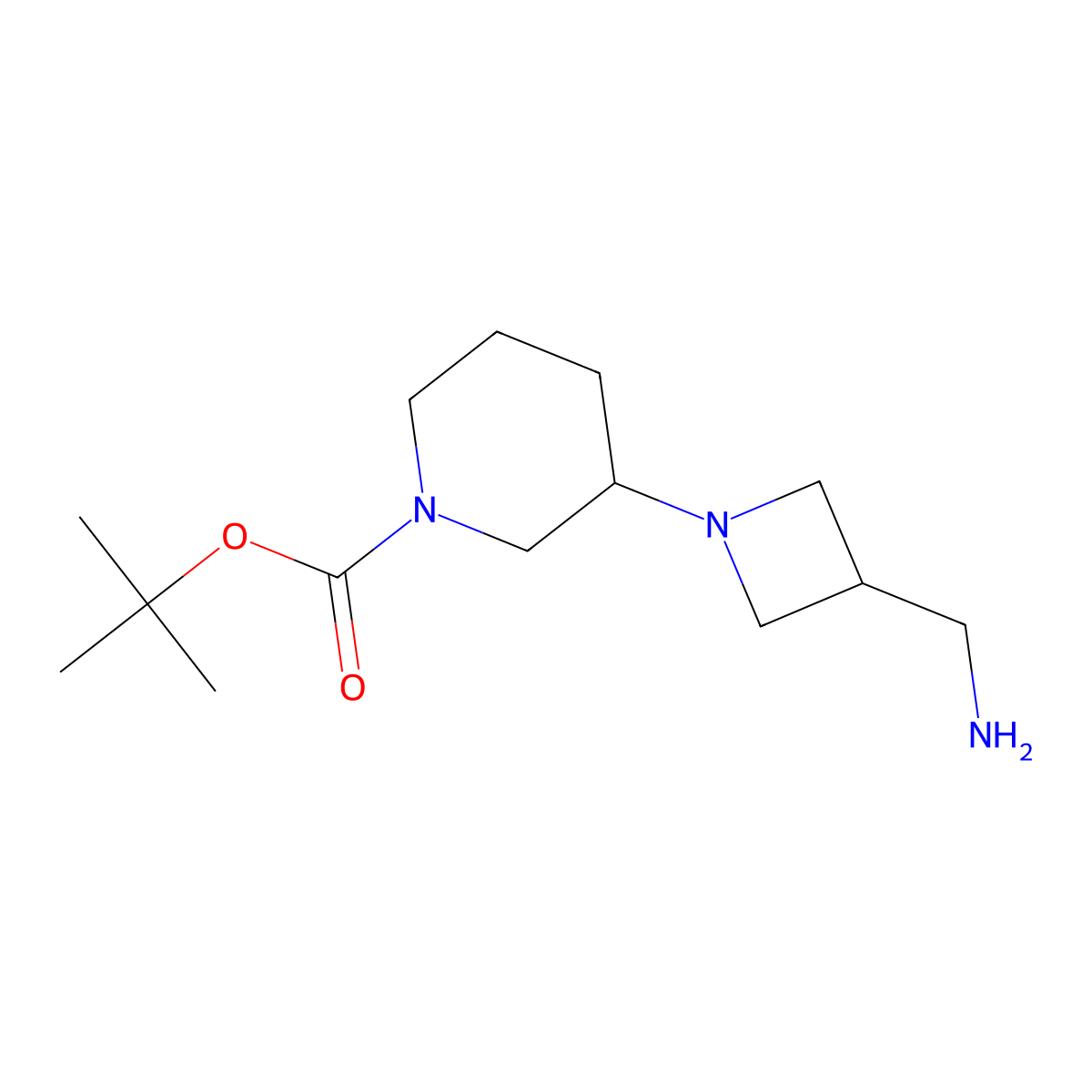 Tert-butyl 3-(3-(aminomethyl)azetidin-1-YL)piperidine-1-carboxylate molecular structure, CAS 1131622-28-0