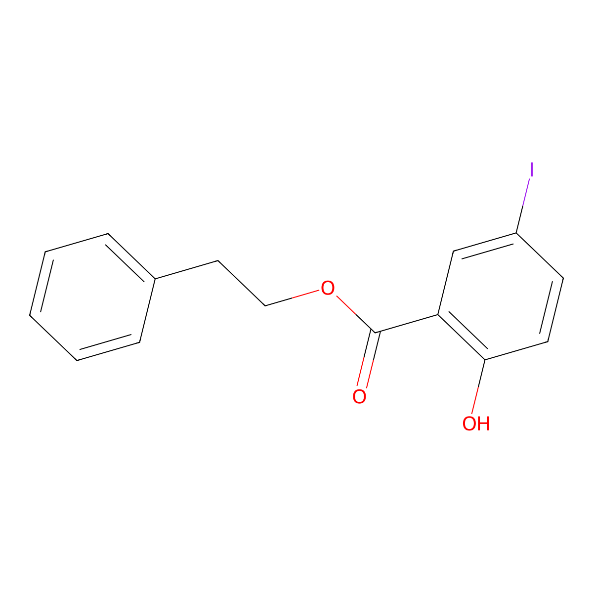 Phenethyl 2-hydroxy-5-iodobenzoate molecular structure, CAS 1131622-43-9