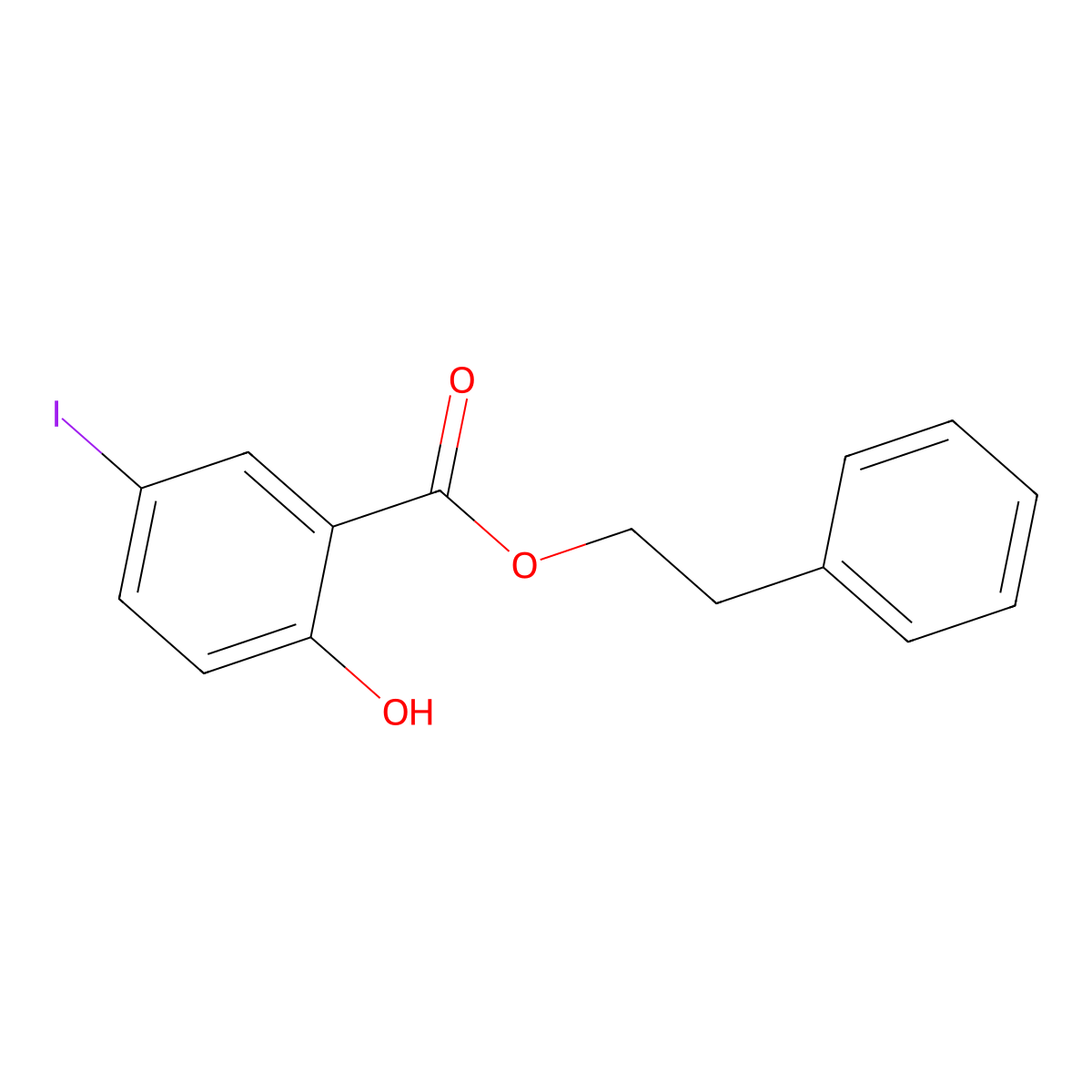 Phenethyl 2-hydroxy-5-iodobenzoate molecular structure, CAS 1131622-43-9
