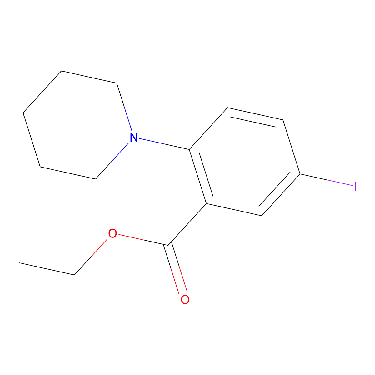 Ethyl 5-iodo-2-(piperidin-1-yl)benzoate molecular structure, CAS 1131622-44-0