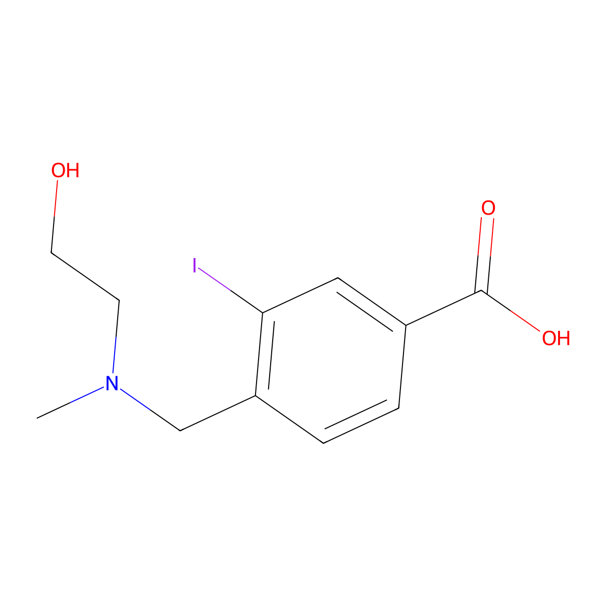 4-(((2-Hydroxyethyl)(methyl)amino)methyl)-3-iodobenzoic acid molecular structure, CAS 1131622-46-2