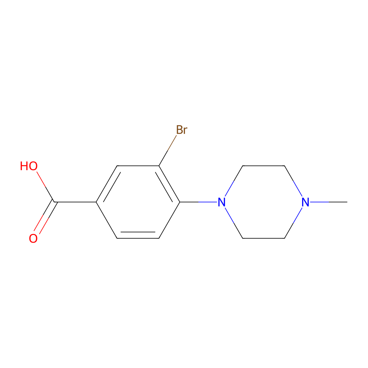 3-Bromo-4-(4-methylpiperazin-1-yl)benzoic acid molecular structure, CAS 1131622-55-3