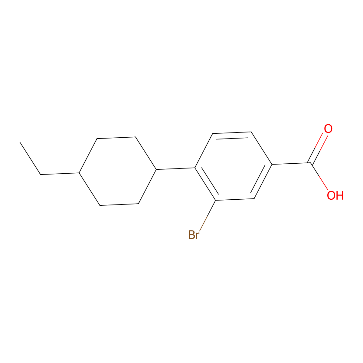 3-Bromo-4-(4-ethylcyclohexyl)benzoic acid molecular structure, CAS 1131622-57-5