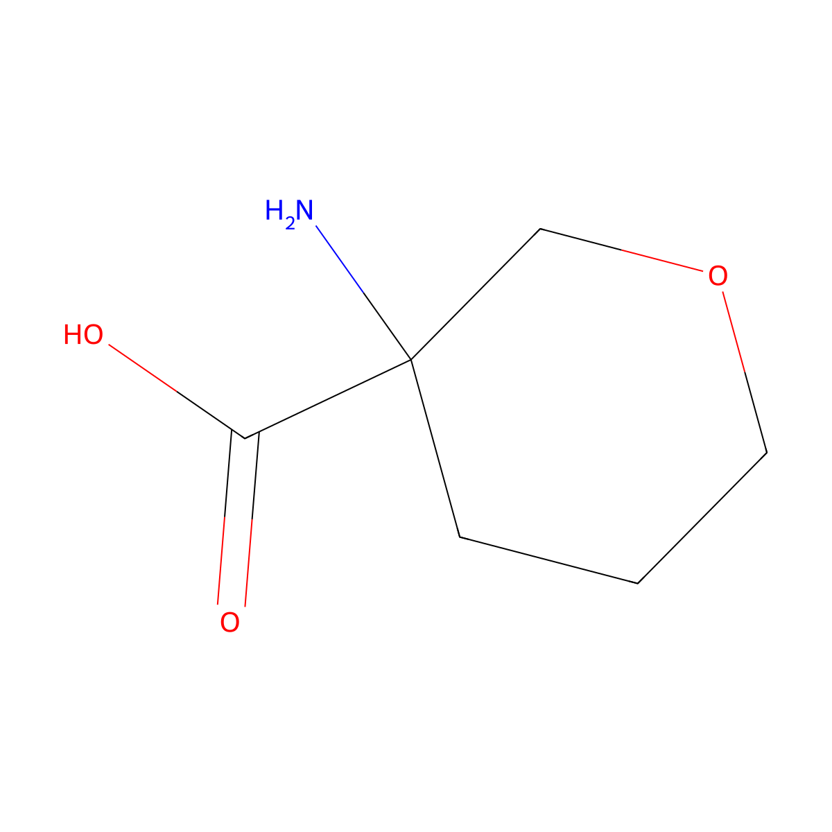 3-Aminotetrahydro-2H-pyran-3-carboxylic acid molecular structure, CAS 1131623-12-5