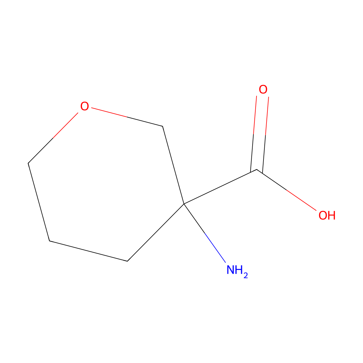 3-Aminotetrahydro-2H-pyran-3-carboxylic acid molecular structure, CAS 1131623-12-5