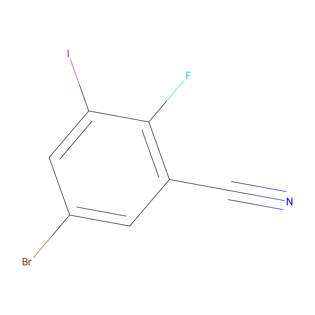 5-Bromo-2-fluoro-3-iodobenzonitrile molecular structure, CAS 1131632-57-9