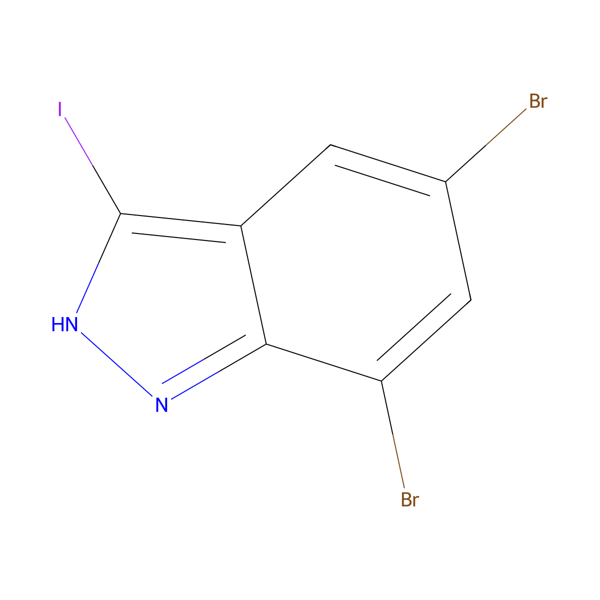 5,7-Dibromo-3-iodo-1H-indazole molecular structure, CAS 1131632-64-8