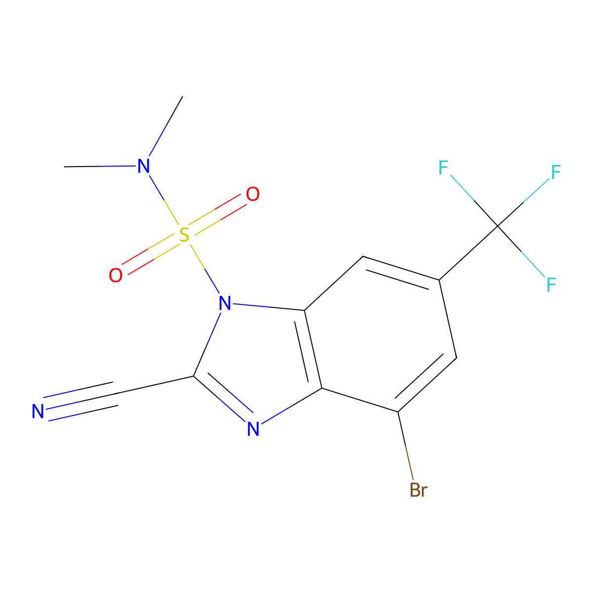 4-Bromo-2-cyano-n,n-dimethyl-6-(trifluoromethyl)-1h-benzimidazole-1-sulfonamide molecular structure, CAS 113170-74-4