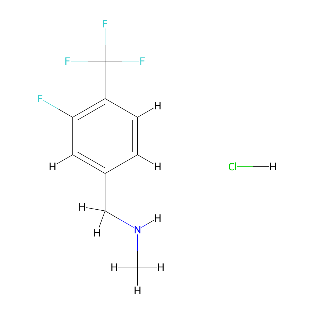 {[3-Fluoro-4-(trifluoromethyl)phenyl]methyl}(methyl)amine hydrochloride molecular structure, CAS 1131739-64-4