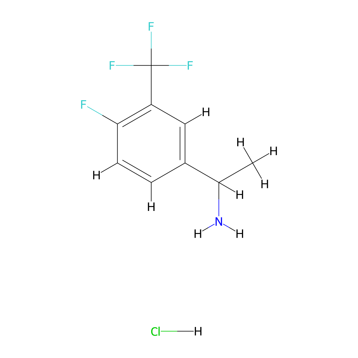 1-(4-Fluoro-3-(trifluoromethyl)phenyl)ethanamine hydrochloride molecular structure, CAS 1131739-78-0