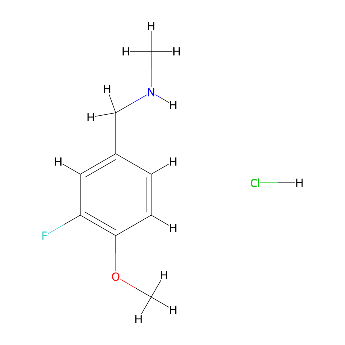 Benzenemethanamine, 3-fluoro-4-methoxy-N-methyl-, hydrochloride (1:1) molecular structure, CAS 1131739-97-3