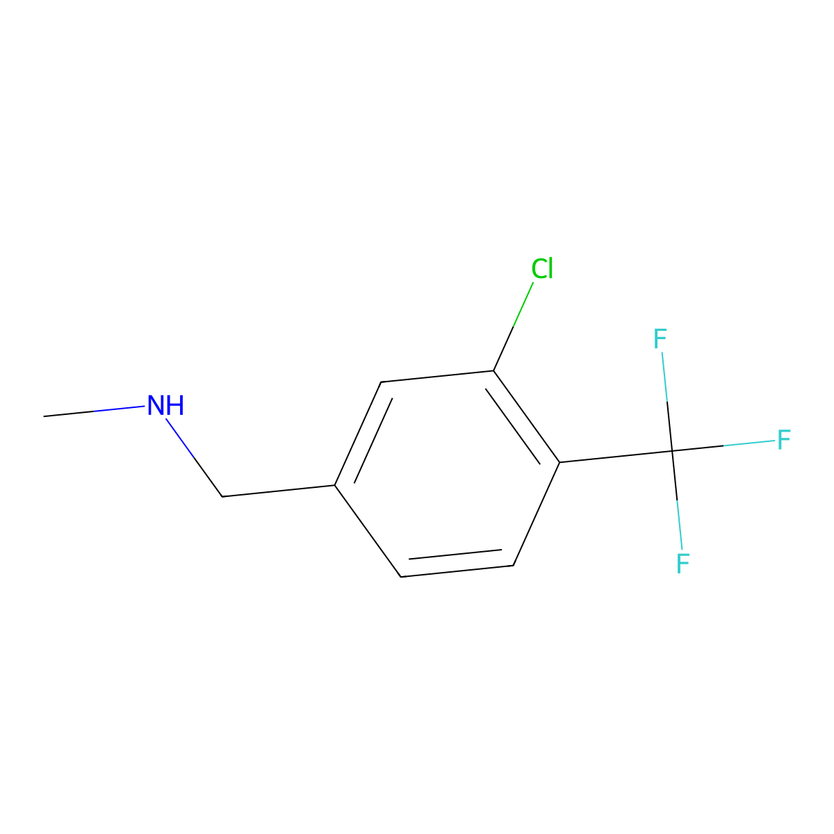 {[3-Chloro-4-(trifluoromethyl)phenyl]methyl}(methyl)amine molecular structure, CAS 1131740-04-9