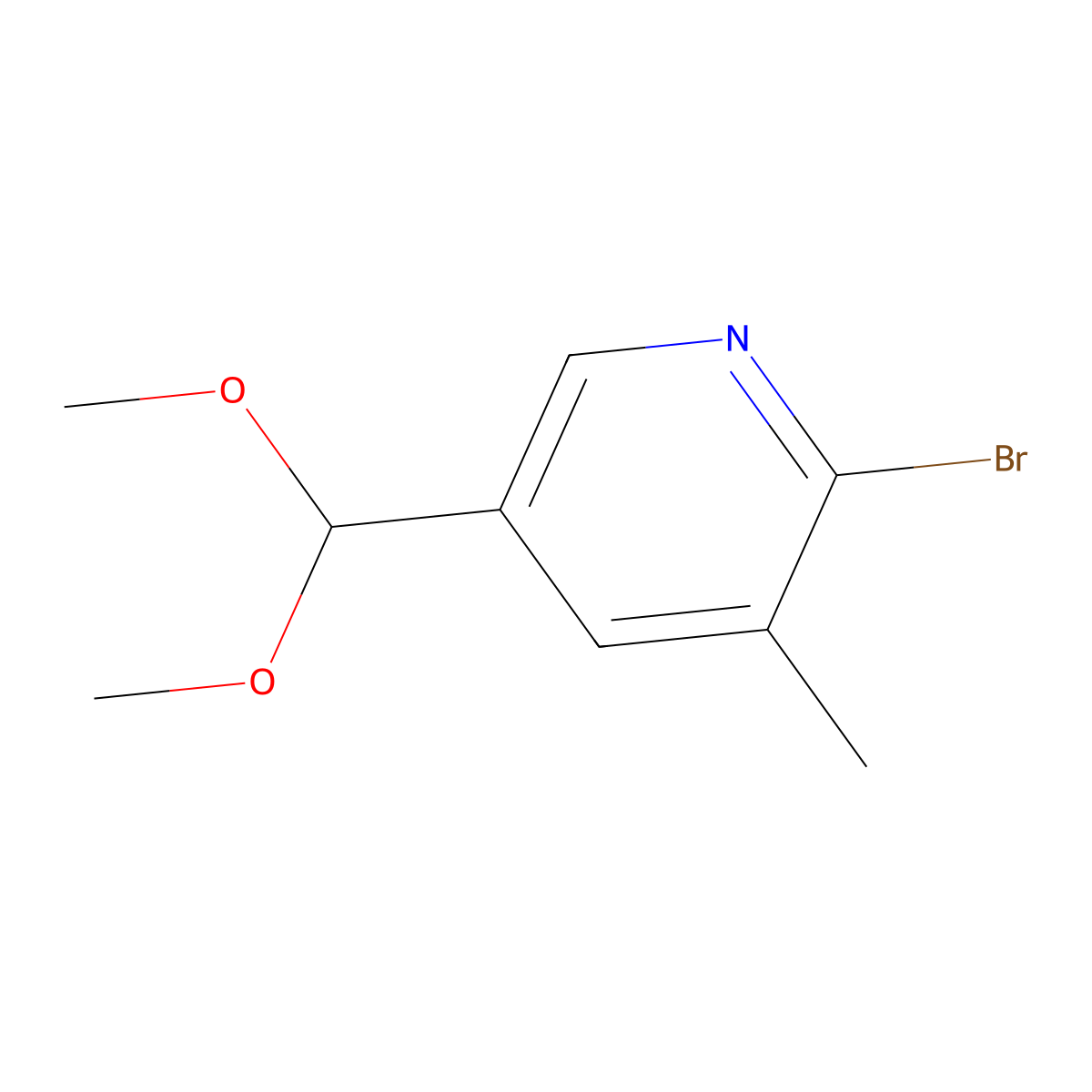 2-Bromo-5-(dimethoxymethyl)-3-methylpyridine molecular structure, CAS 1131795-53-3