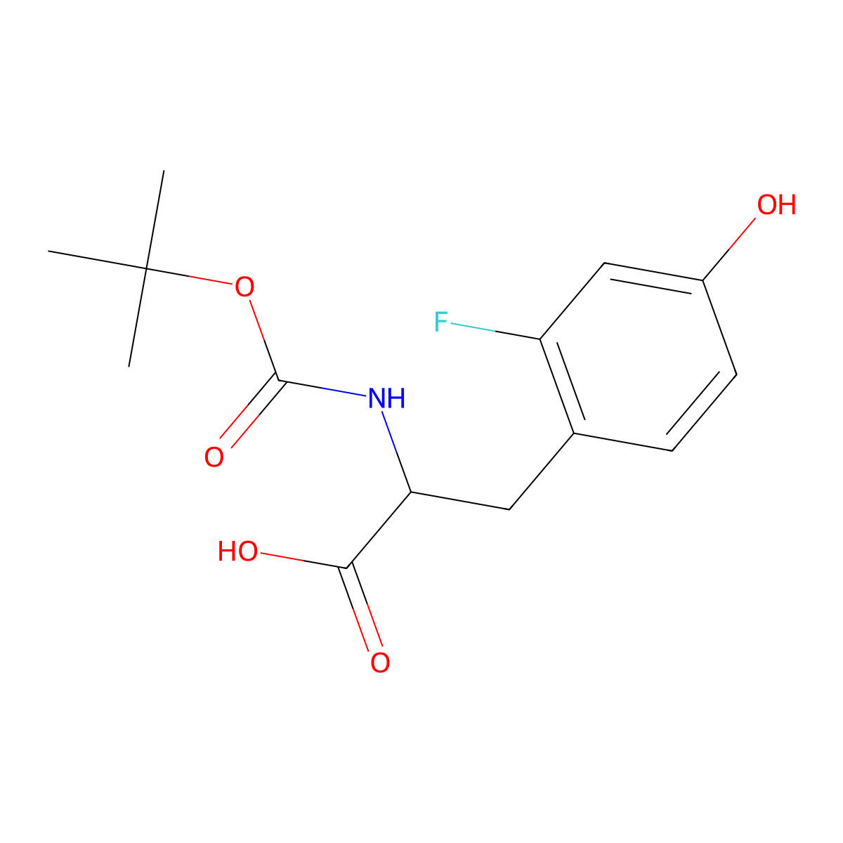 2-tert-Butoxycarbonylamino-3-(2-fluoro-4-hydroxyphenyl)propionic acid molecular structure, CAS 1131871-03-8
