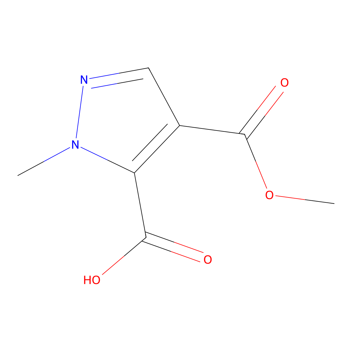 4-(Methoxycarbonyl)-1-methyl-1H-pyrazole-5-carboxylic acid molecular structure, CAS 1131912-84-9
