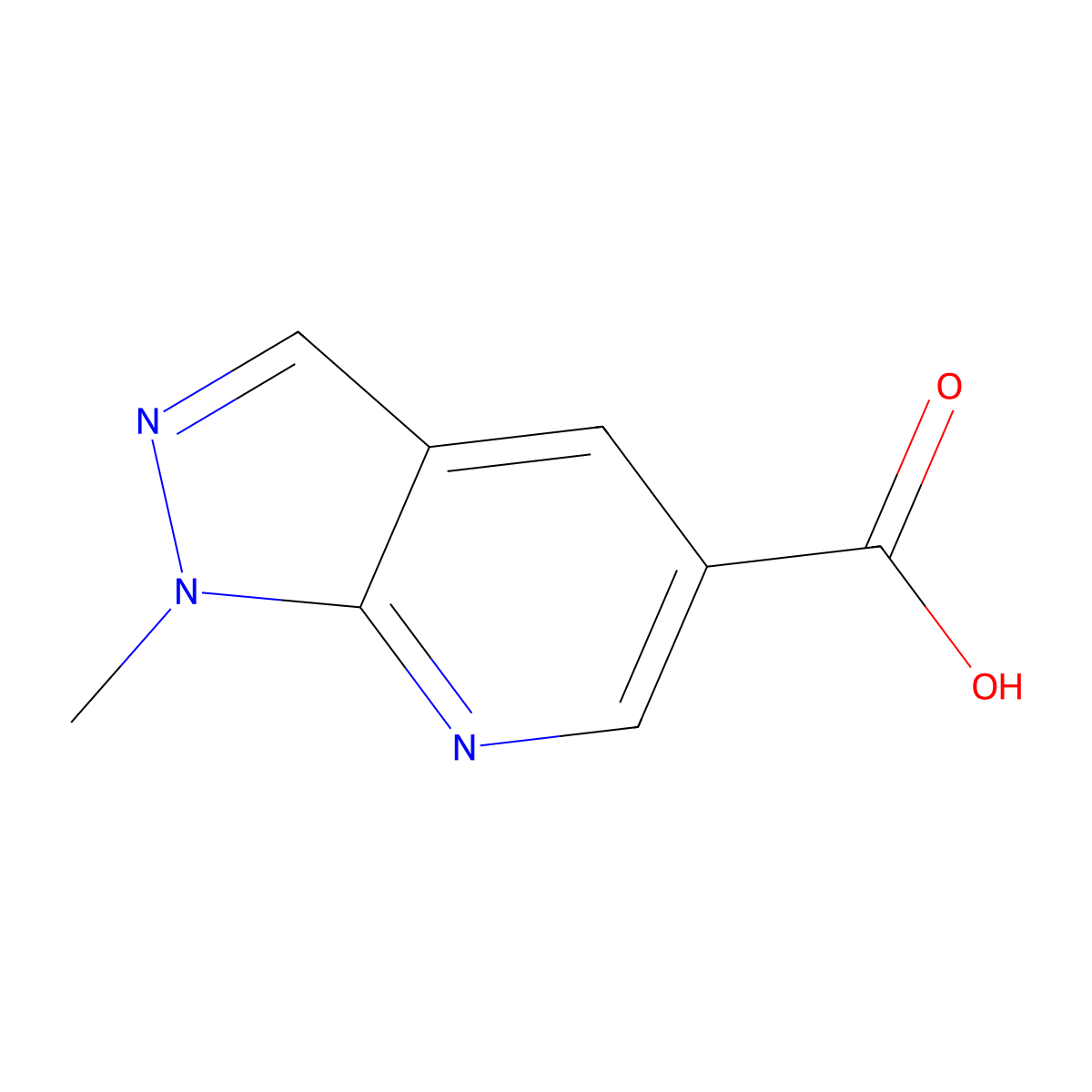 1-Methyl-1H-pyrazolo(3,4-b)pyridine-5-carboxylic acid molecular structure, CAS 1131912-88-3