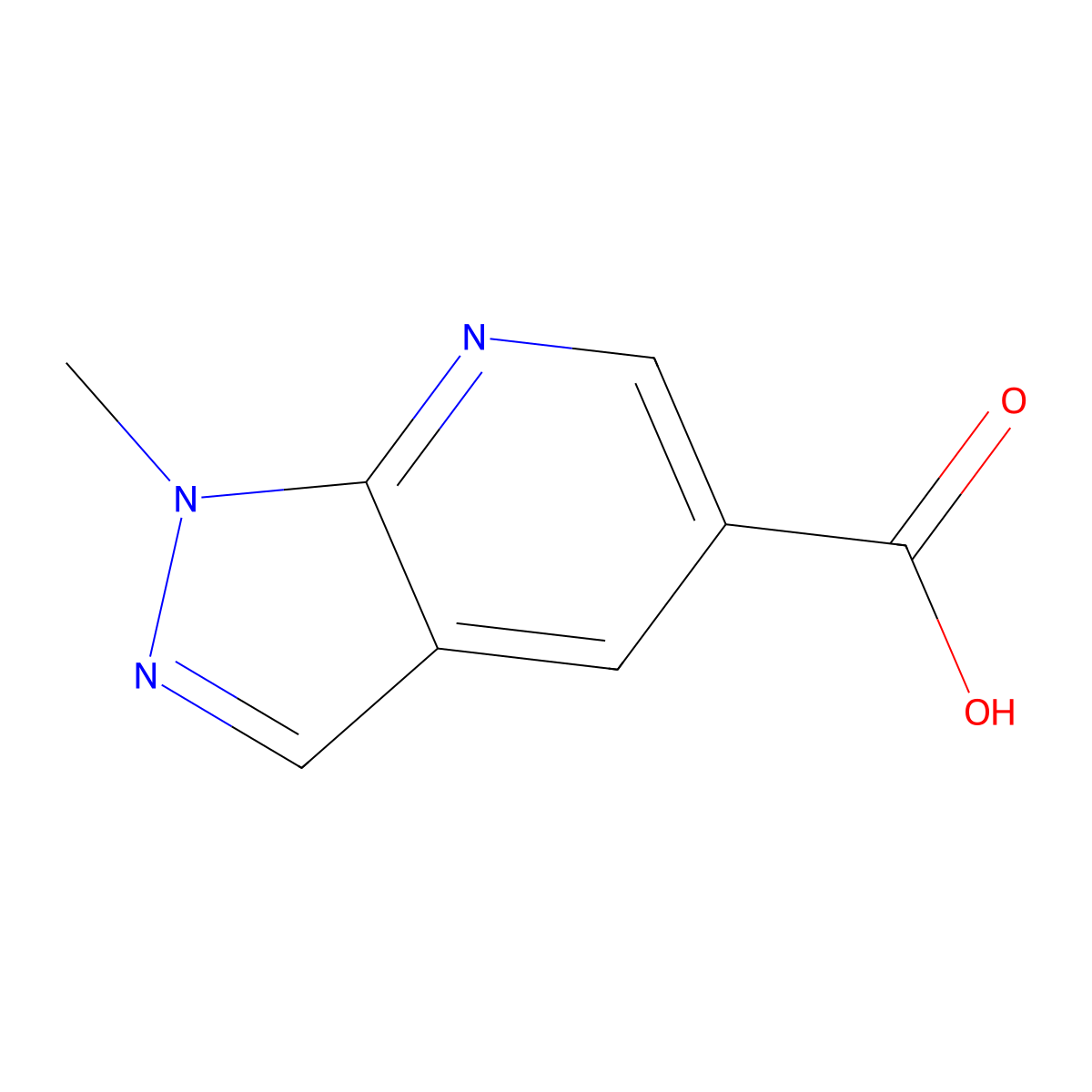 1-Methyl-1H-pyrazolo(3,4-b)pyridine-5-carboxylic acid molecular structure, CAS 1131912-88-3