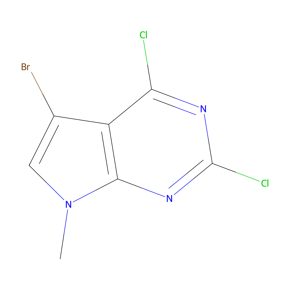 5-Bromo-2,4-dichloro-7-methyl-7H-pyrrolo[2,3-d]pyrimidine molecular structure, CAS 1131992-13-6