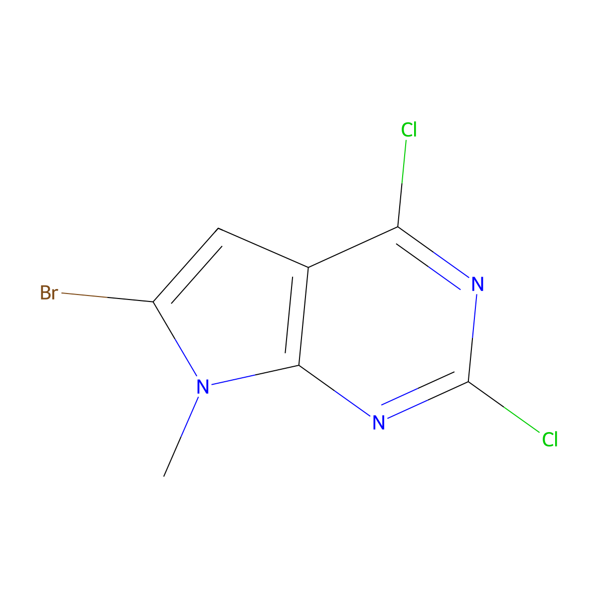 6-Bromo-2,4-dichloro-7-methyl-7H-pyrrolo[2,3-d]pyrimidine molecular structure, CAS 1131992-34-1
