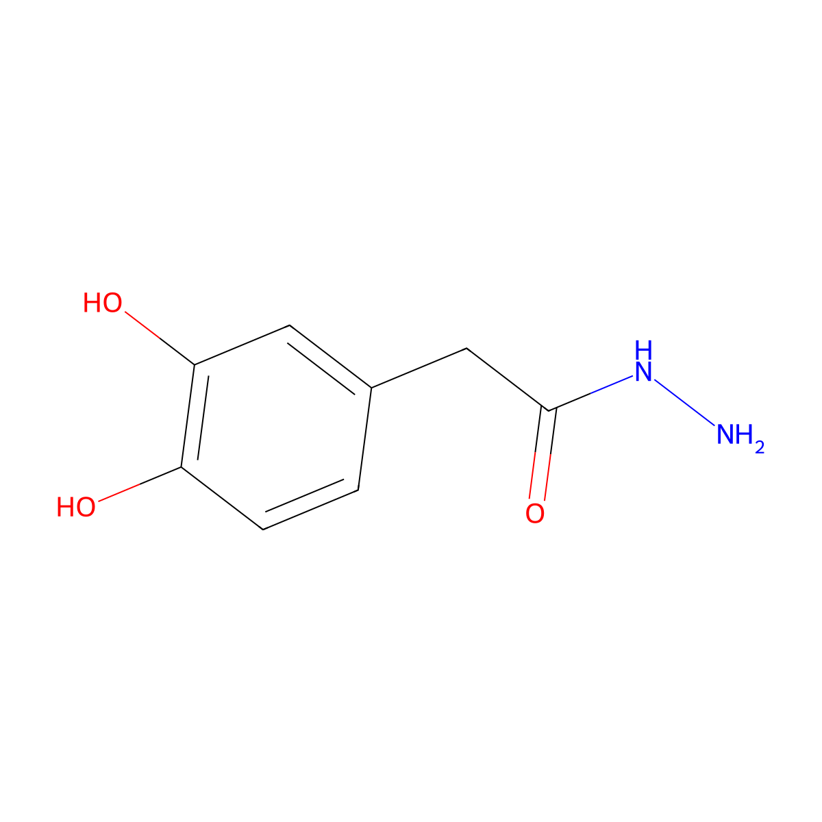 2-(3,4-Dihydroxyphenyl)acetohydrazide molecular structure, CAS 1132-47-4