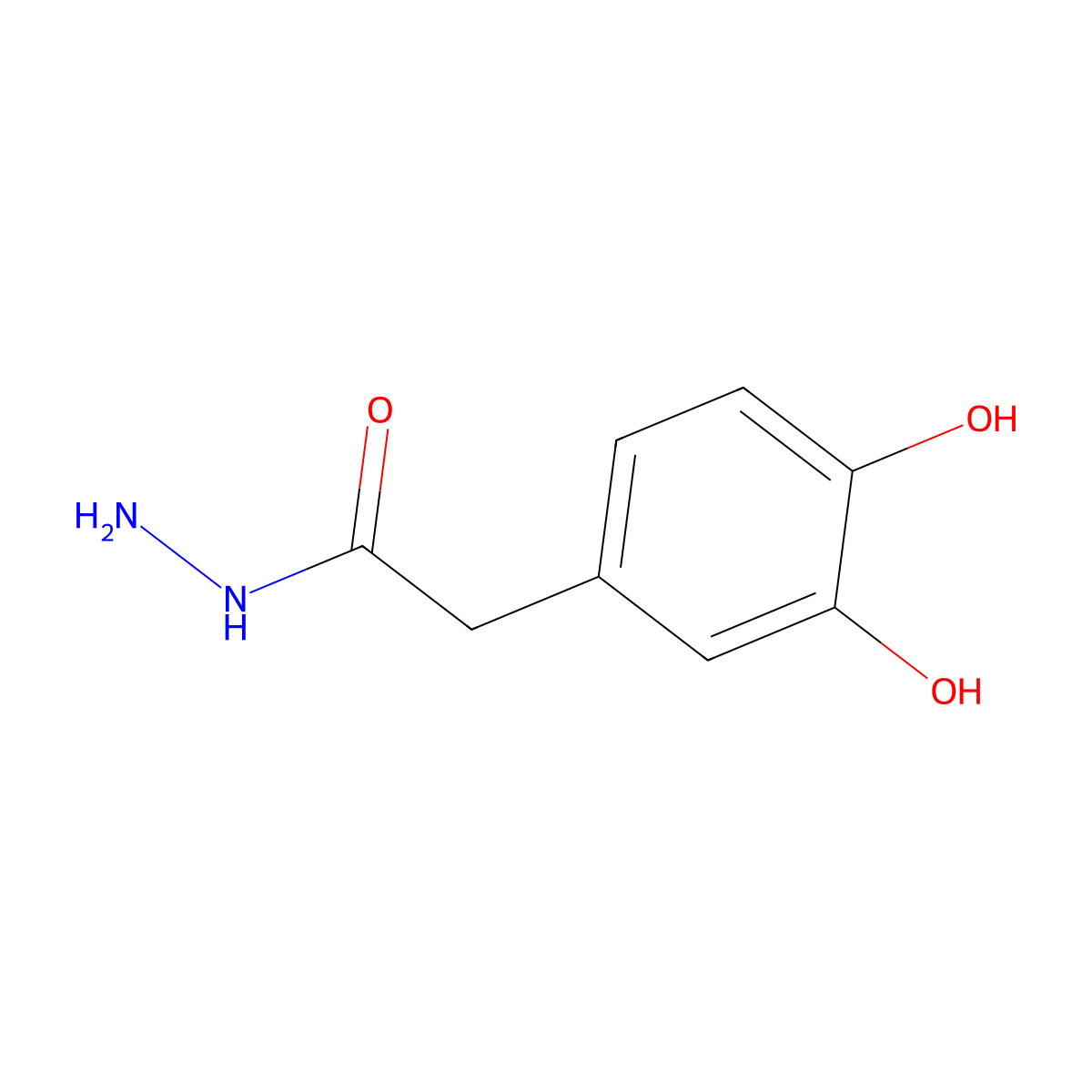 2-(3,4-Dihydroxyphenyl)acetohydrazide molecular structure, CAS 1132-47-4