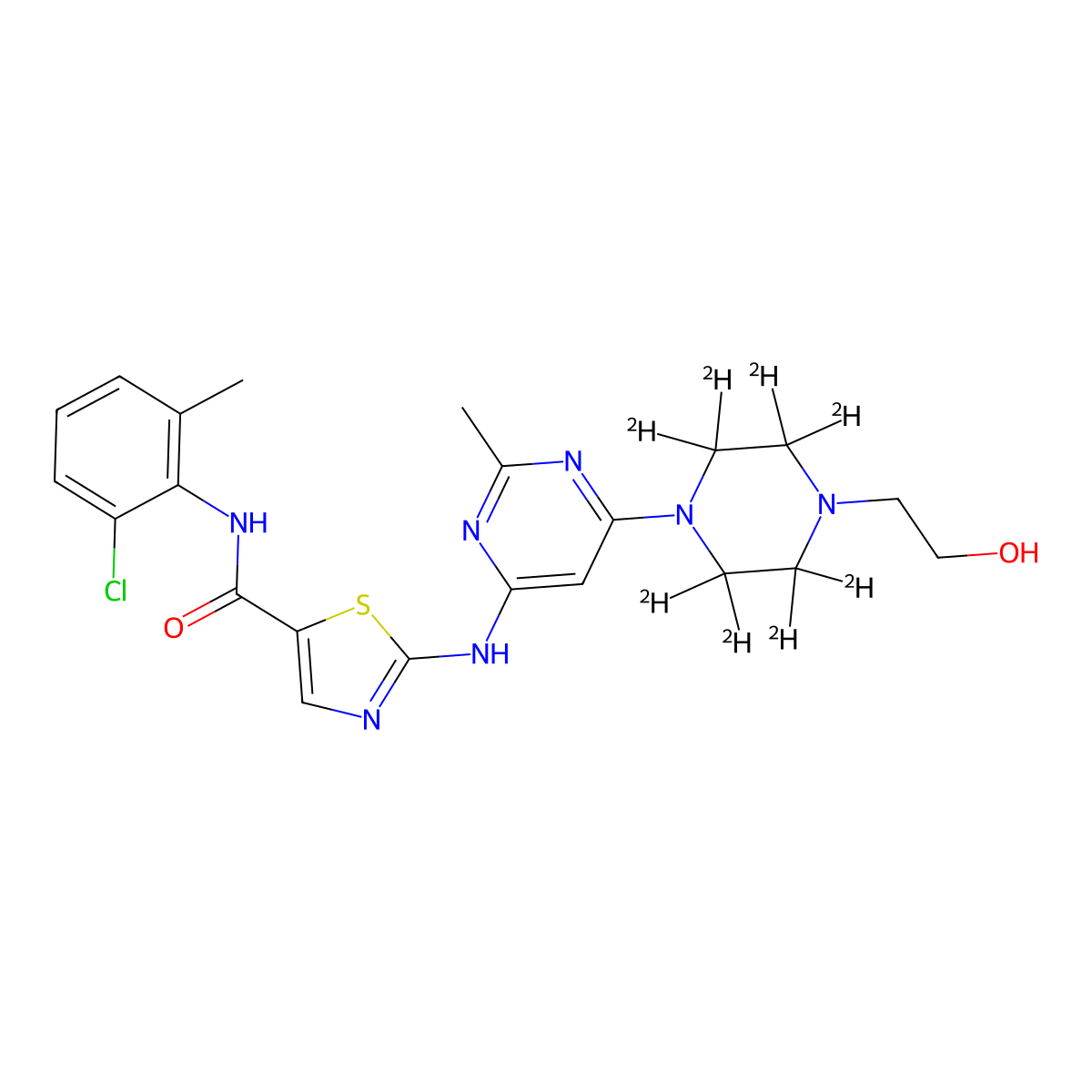 Dasatinib-d8 molecular structure, CAS 1132093-70-9