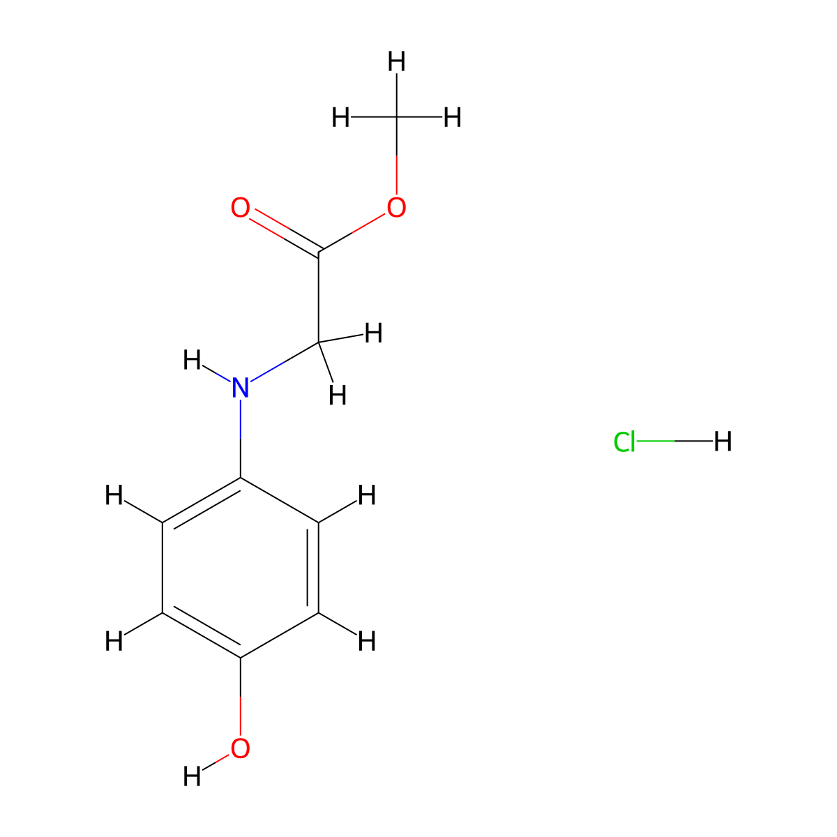 Methyl 2-((4-hydroxyphenyl)amino)acetate hydrochloride molecular structure, CAS 113210-35-8