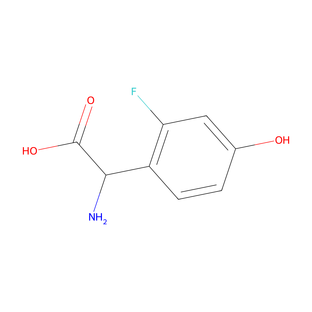 2-Amino-2-(2-fluoro-4-hydroxyphenyl)acetic acid molecular structure, CAS 1132107-82-4
