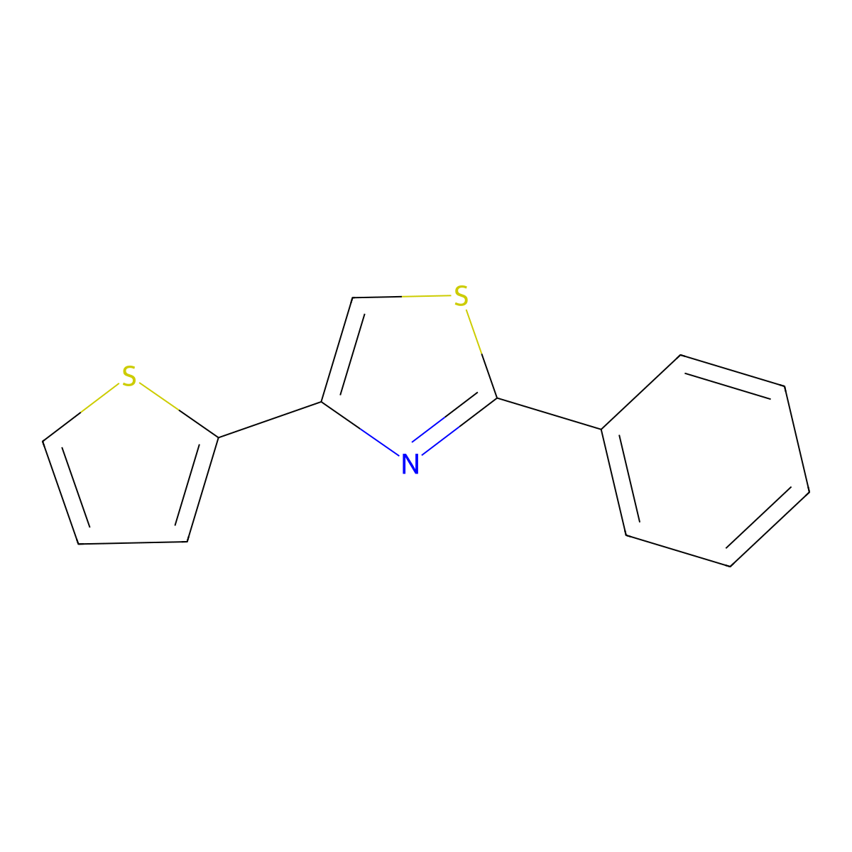 Thiazole, 2-phenyl-4-(2-thienyl)- molecular structure, CAS 113214-23-6