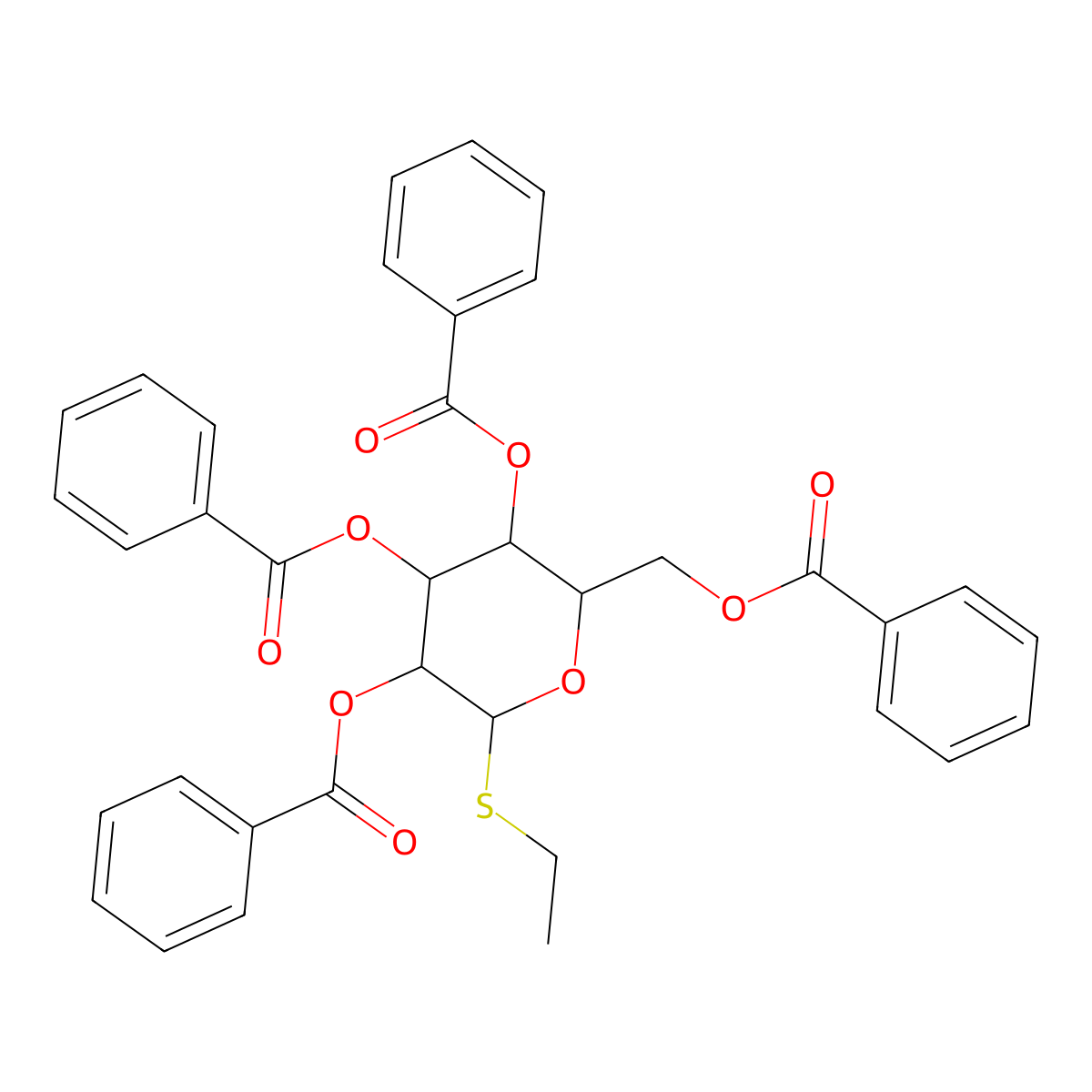 b-D-Glucopyranoside, ethyl 1-thio-, 2,3,4,6-tetrabenzoate molecular structure, CAS 113214-71-4