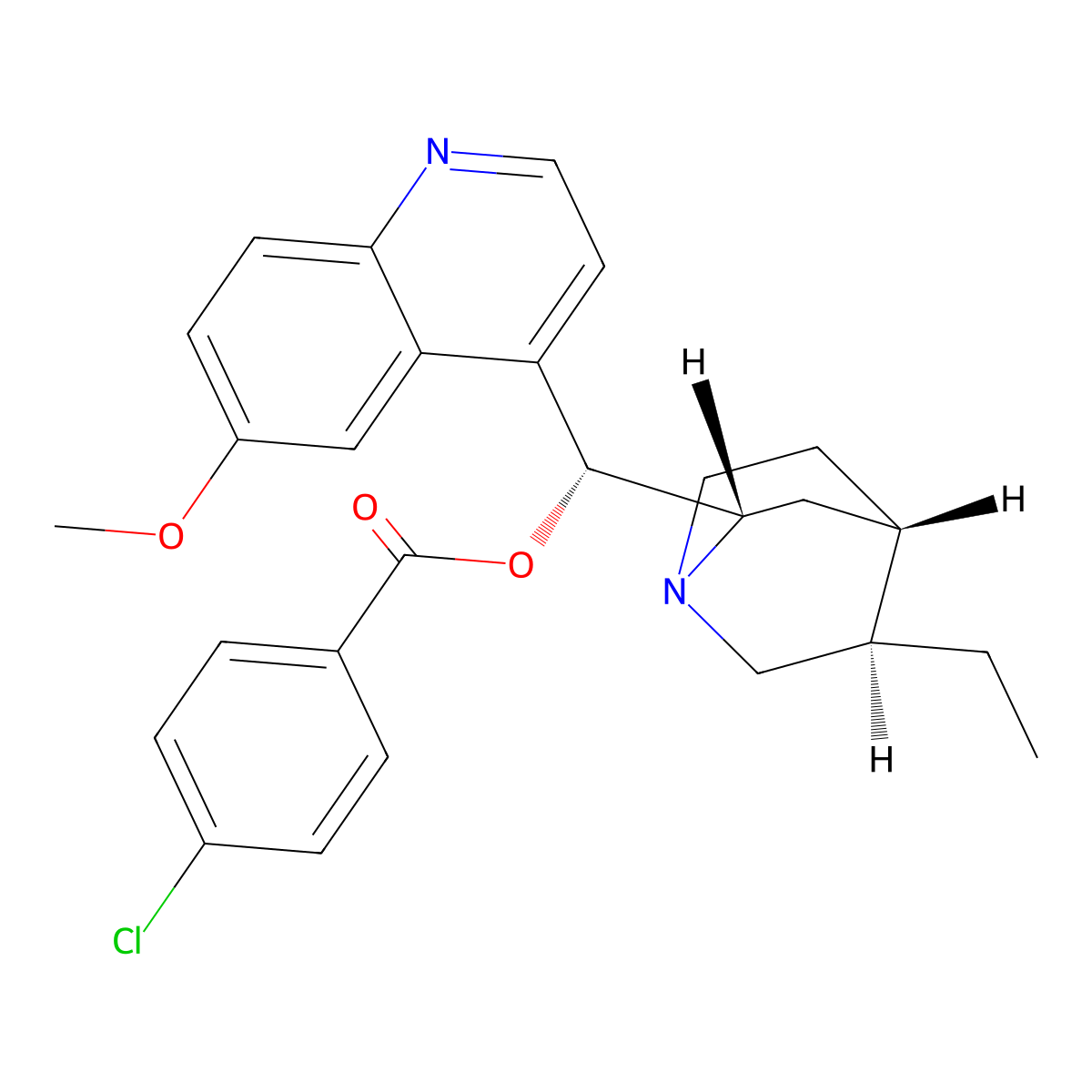 Hydroquinine 4-chlorobenzoate molecular structure, CAS 113216-88-9